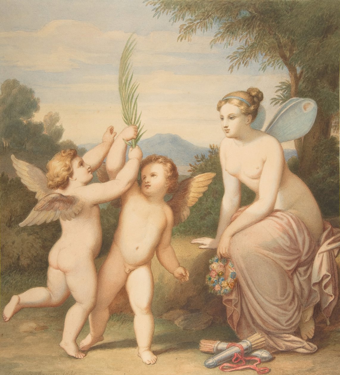 Eros and Anteros with Psyche Looking at Them by Johannes Riepenhausen
