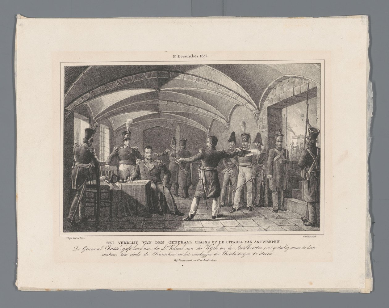 The Stay of General Chassé at the Citadel of Antwerp (18 December 1832) (Vier platen van de verdediging van de Citadel 10-18 december 1832) by Johannes Steyn