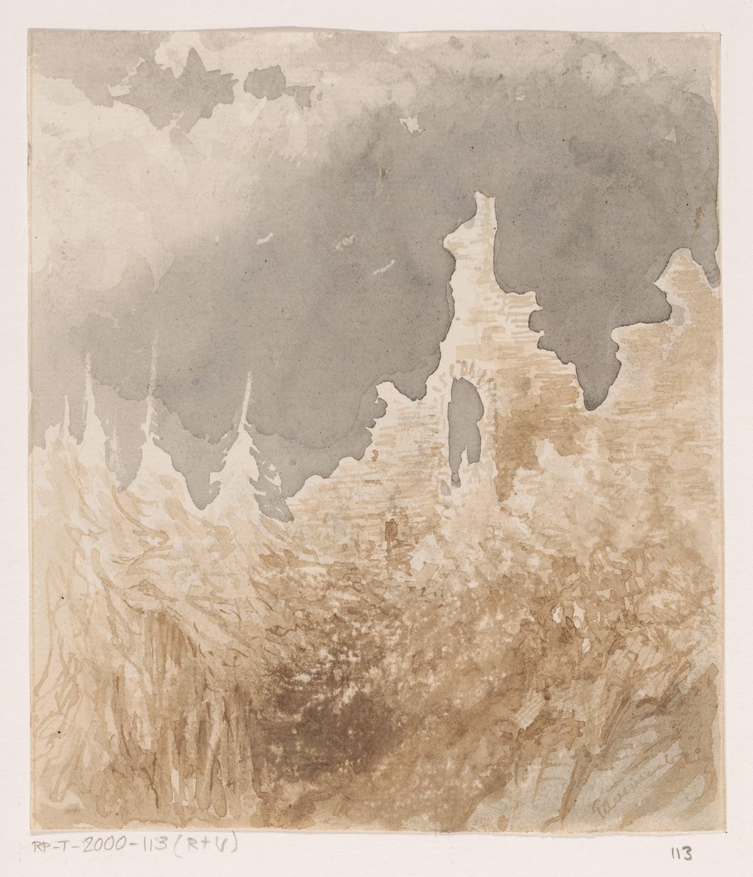 Ruins Among Trees by Johannes Tavenraat (signed by artist)