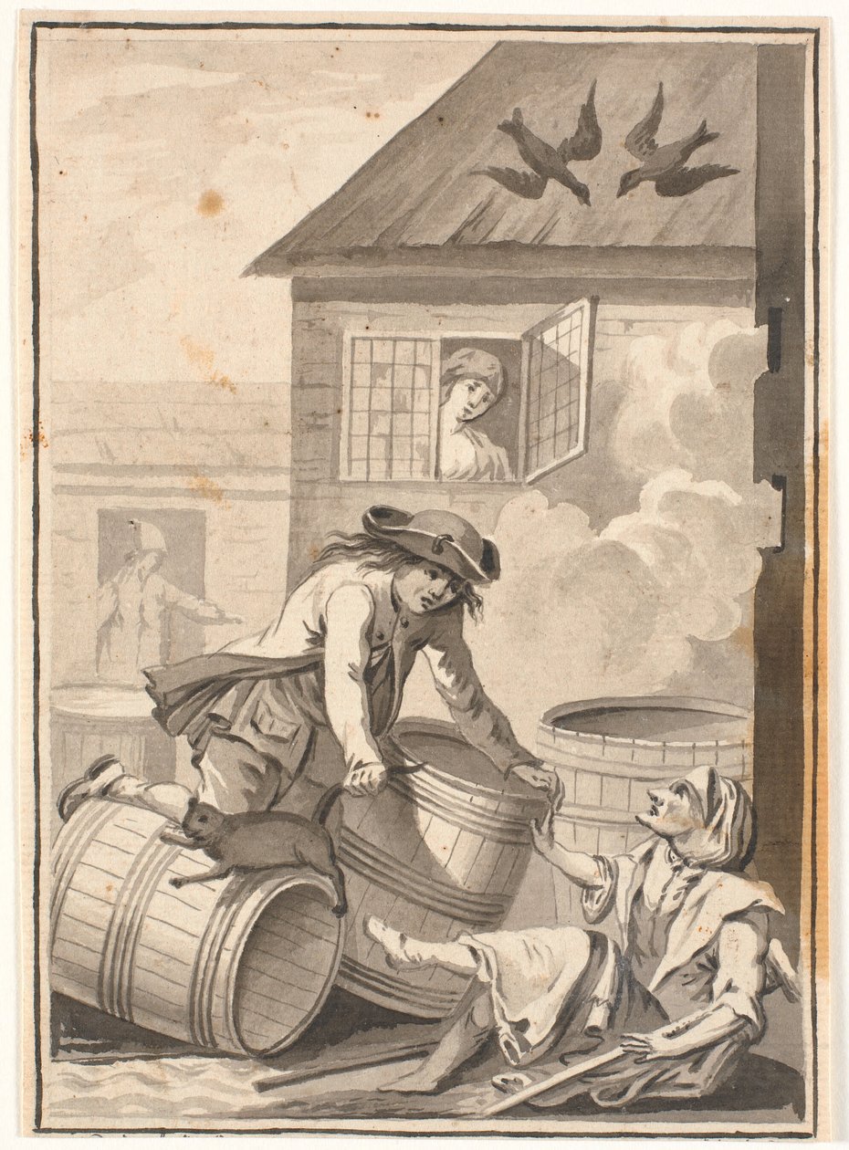 Jens Blok and Gunild. Illustration for Ludvig Holberg: Peder Paars 1772. (Book 2, Song 3) by Johannes Wiedewelt