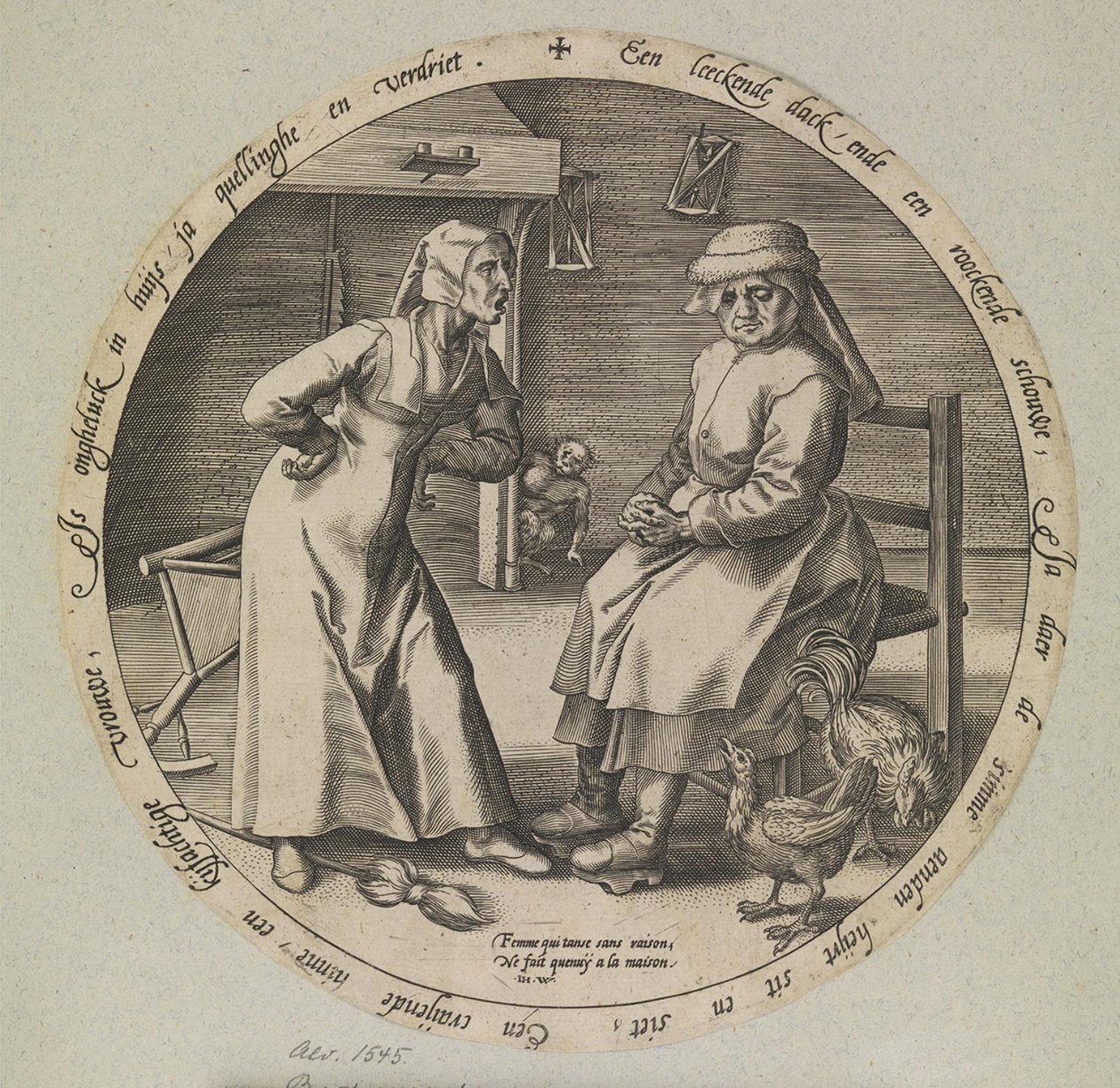 The Scolding Woman and the Cackling Hen by Johannes Wierix