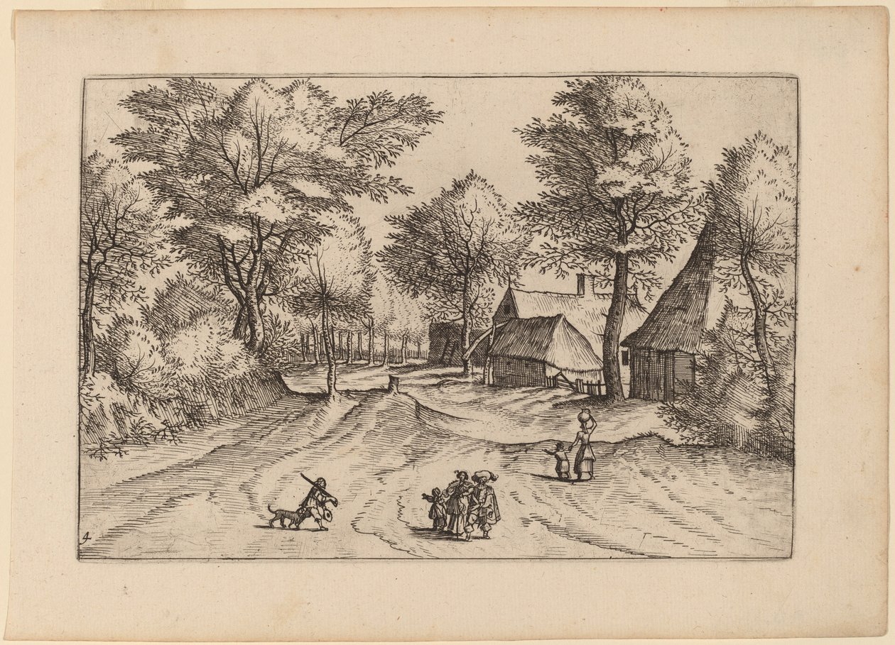 Village Road with Farm and Sheds by Johannes and Lucas van Doetechum after Master of the Small Landscapes