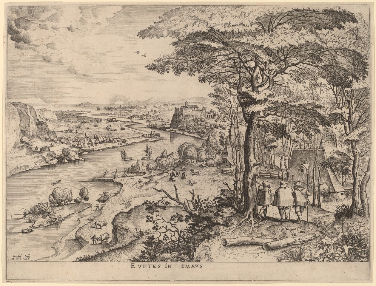 The Pilgrims to Emmaus by Johannes and Lucas van Doetechum after Pieter Bruegel the Elder