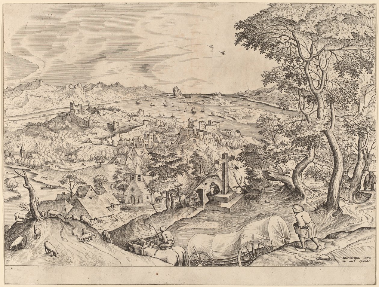 The Belgian Wagon by Johannes and Lucas van Doetechum after Pieter Bruegel the Elder