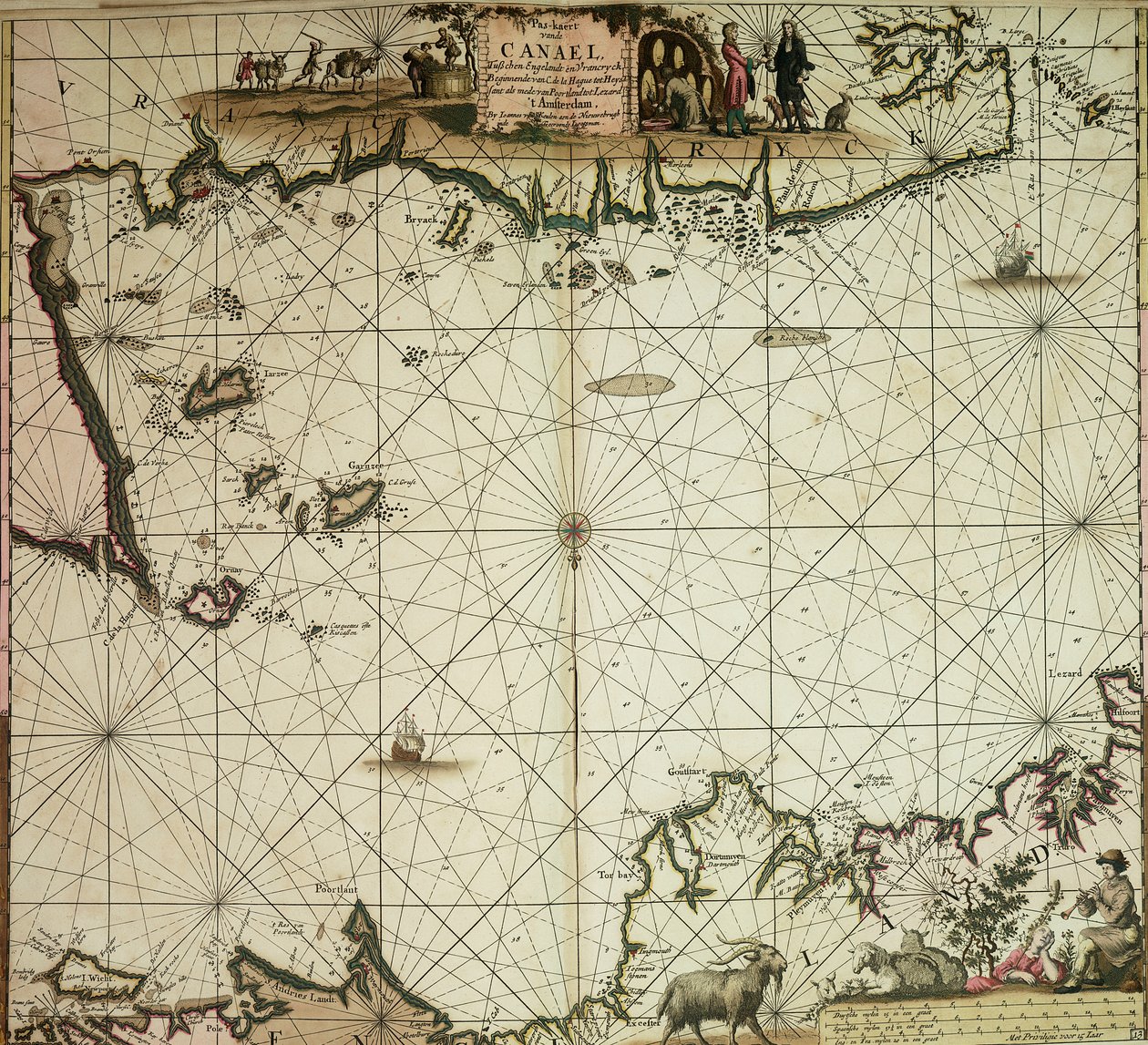 Pas-caert van de Canael, Tusschen Engelandt en Vranckryck, van Pleymuyen tot an de Sorlinges, als mede van Portbimel tot aen Heyssant by Johannes van Keulen