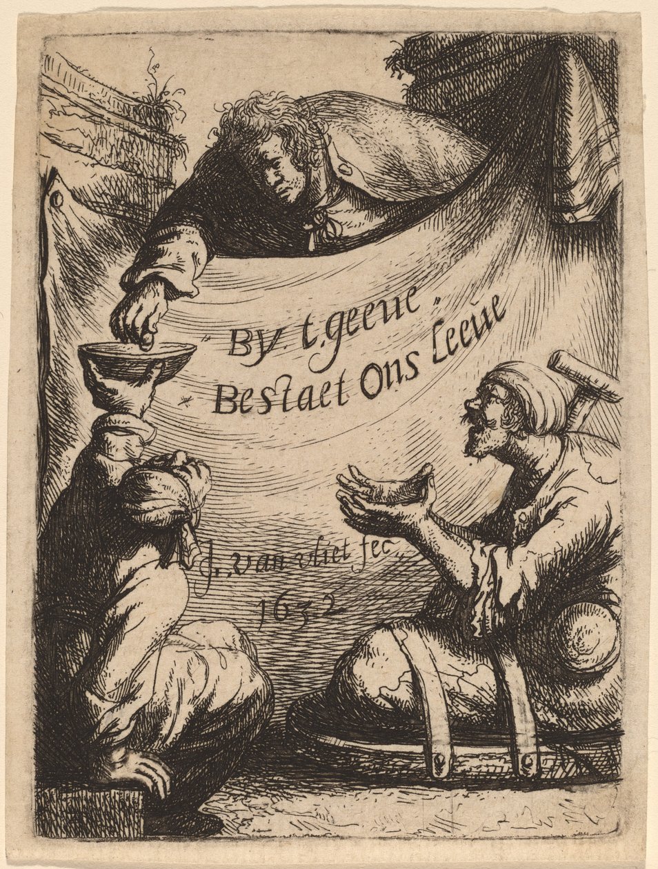 Title Page: Two Cripples Receiving Alms by Johannes van Vliet