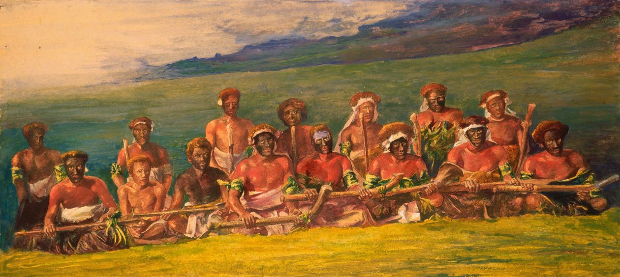 Chiefs and Performers in War Dance, Fiji by John La Farge or Lafarge