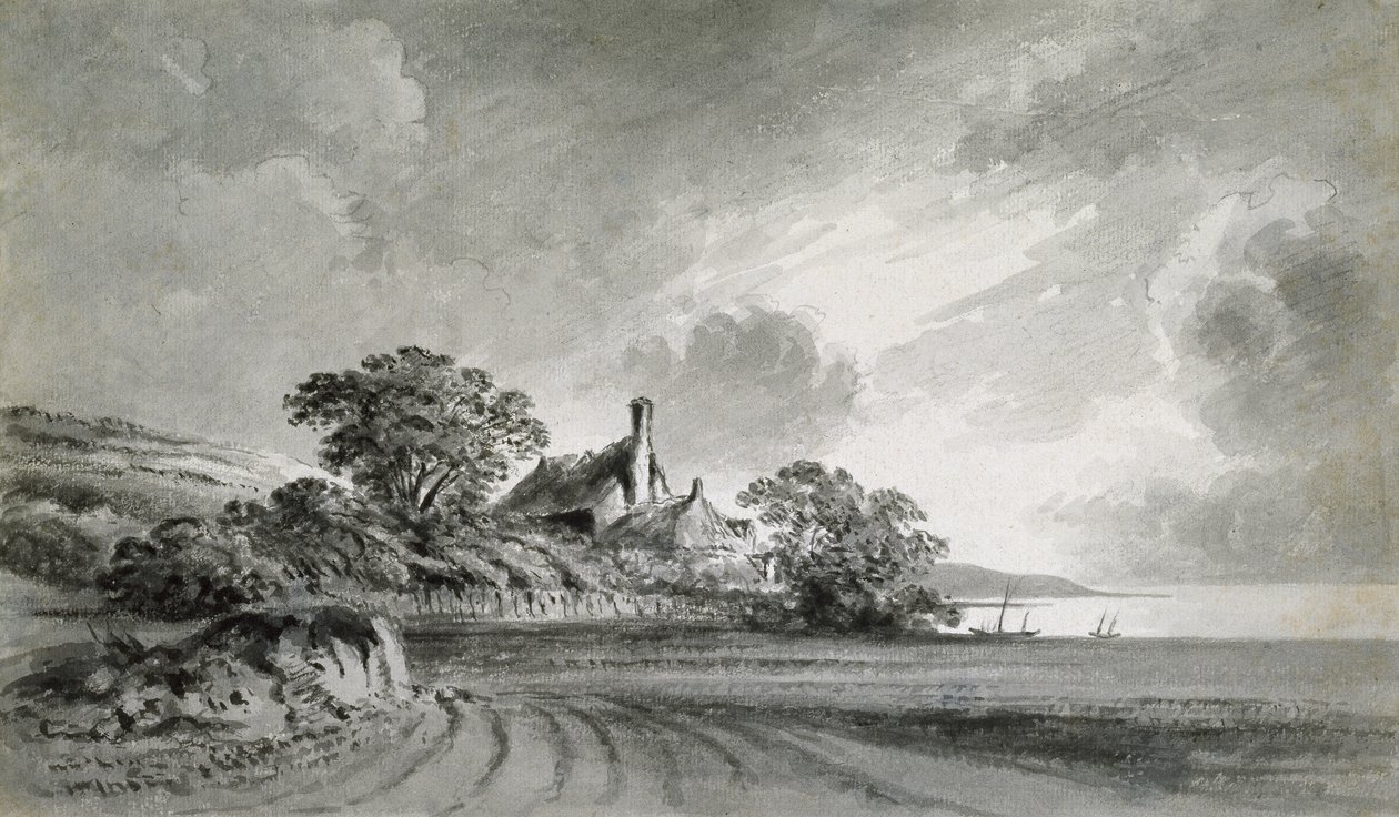 A Cottage near the Shore of a Lake by John Baptist Malchair