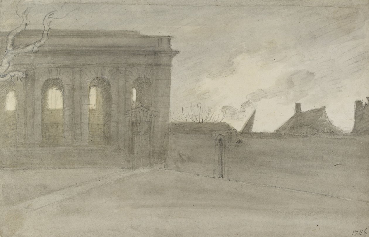Pembroke College, Oxford, 9 November 1786 by John Baptist Malchair
