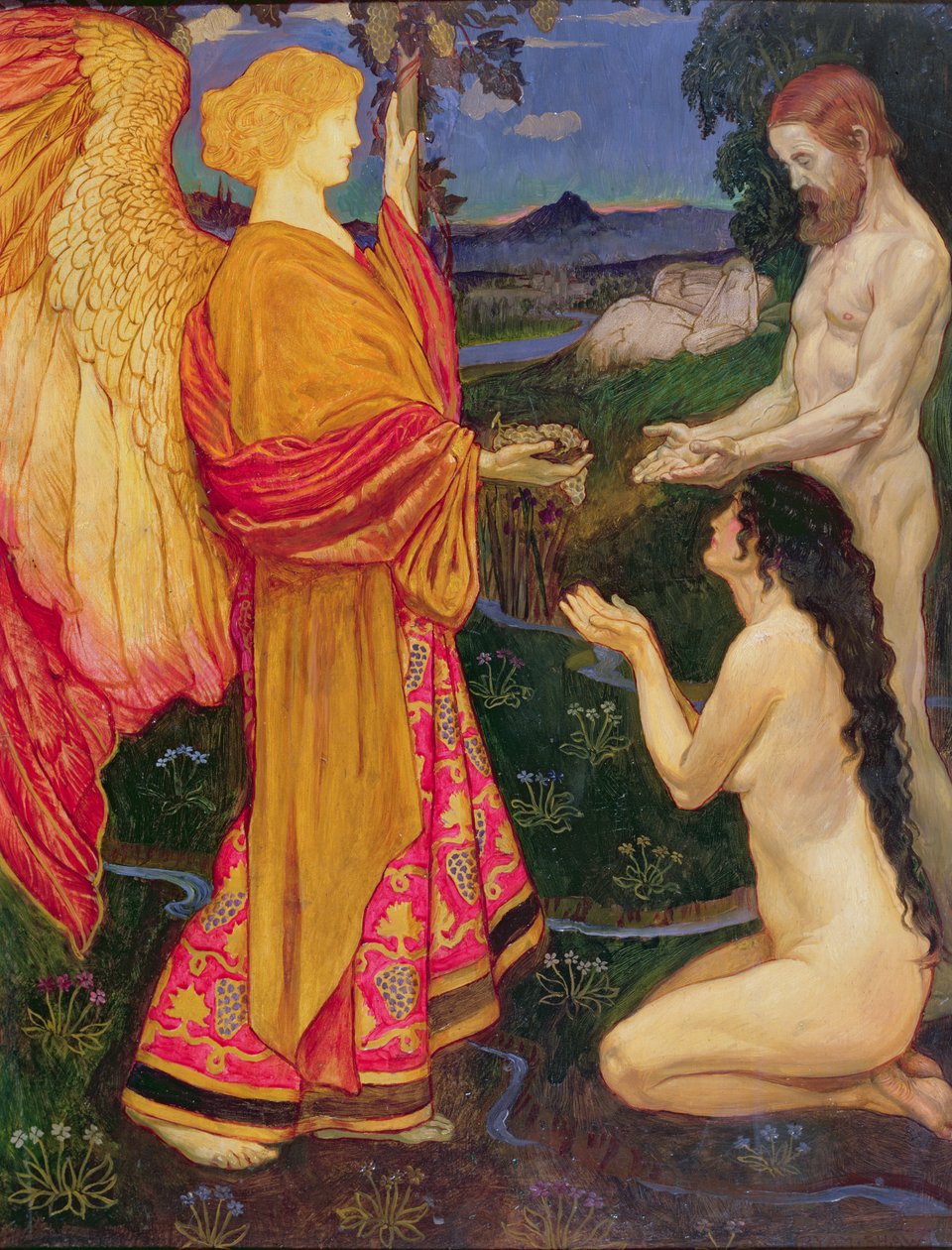 The Angel offering the fruits of the Garden of Eden to Adam and Eve by John Byam Liston Shaw