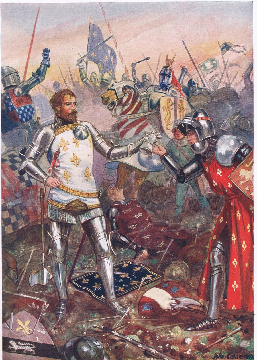 The Surrender of John II of France at the Battle of Poitiers, illustration from 