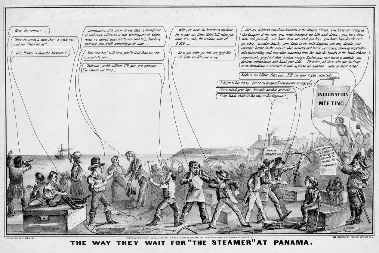 The Way They Wait for The Steamer at Panama, published by N Currier, New York, 1849 by John Cameron