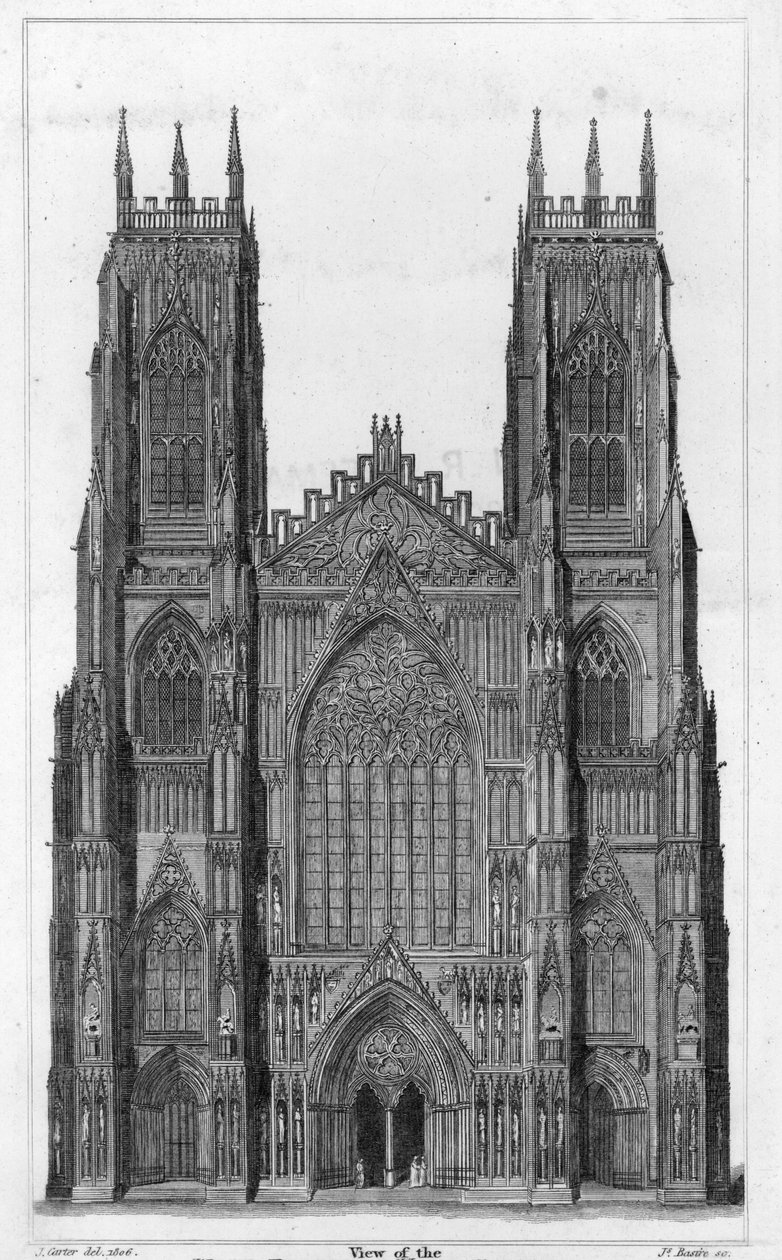 View of the West Front of York Cathedral (engraved by James Basire II) by John Carter