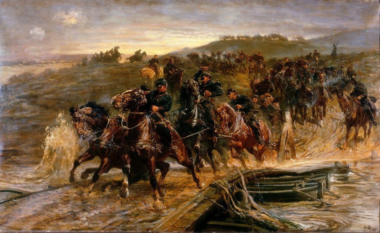 French Artillery Crossing the Flooded Aisne and Saving the Guns by John Charlton