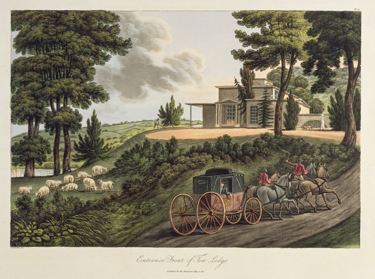 Entrance Front to Tew Lodge, illustration from Observations on Laying Out Farms in the Scotch Style, published in 1811 by John Claudius Loudon