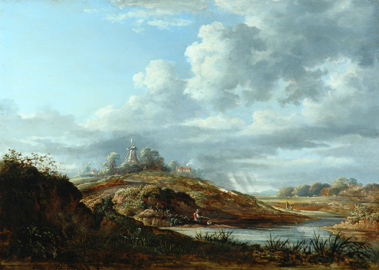 A Windmill above a River by John Constable