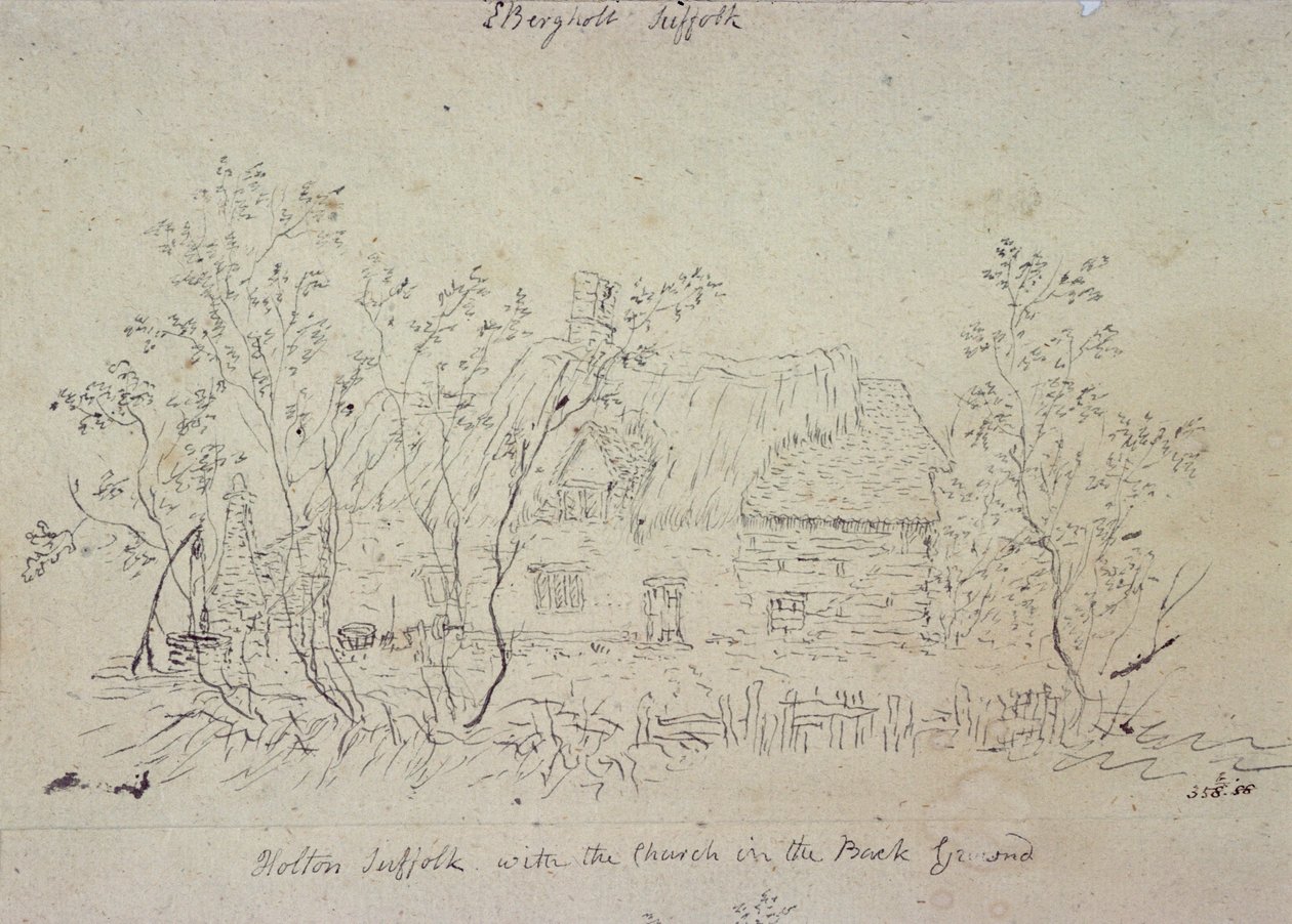 Cottage at East Bergholt, with a Well by John Constable