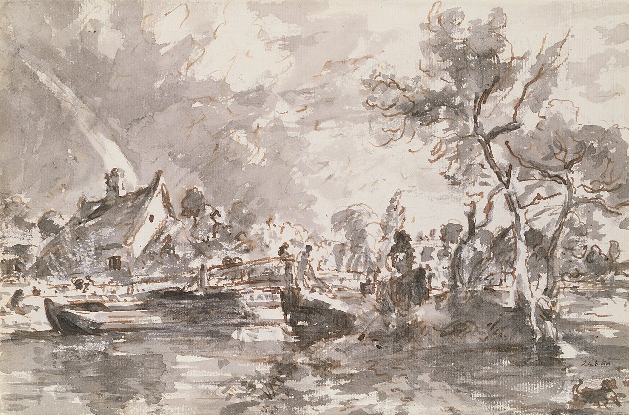 Flatford Old Mill Cottage on the Stour by John Constable