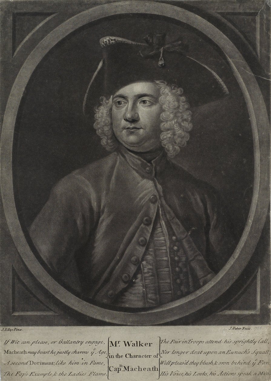 Mr. Walker in the Character of Captain Macheath, engraved by John Faber the Younger by John Ellys