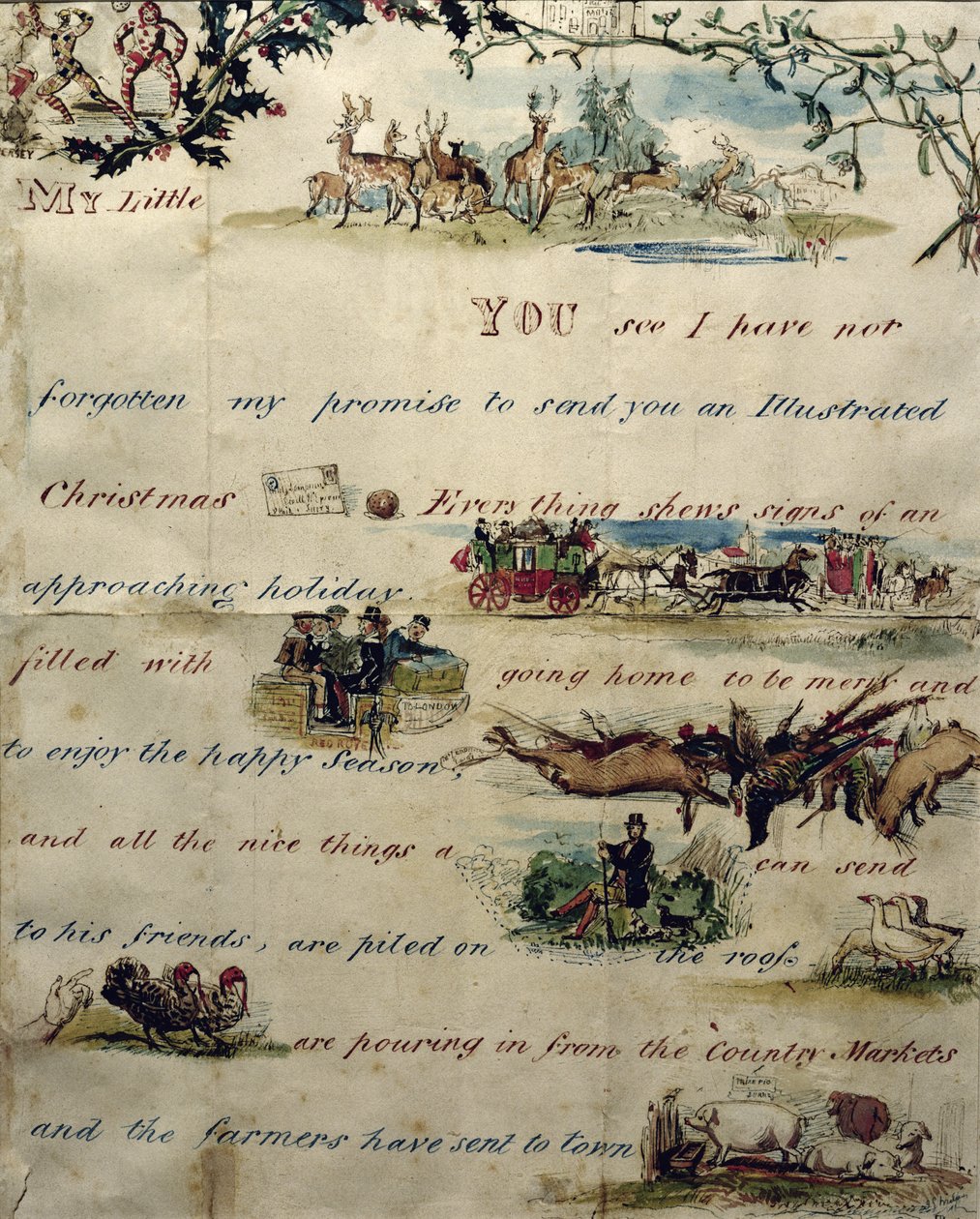 A Christmas Letter Written with Pictograms by John Everett Millais
