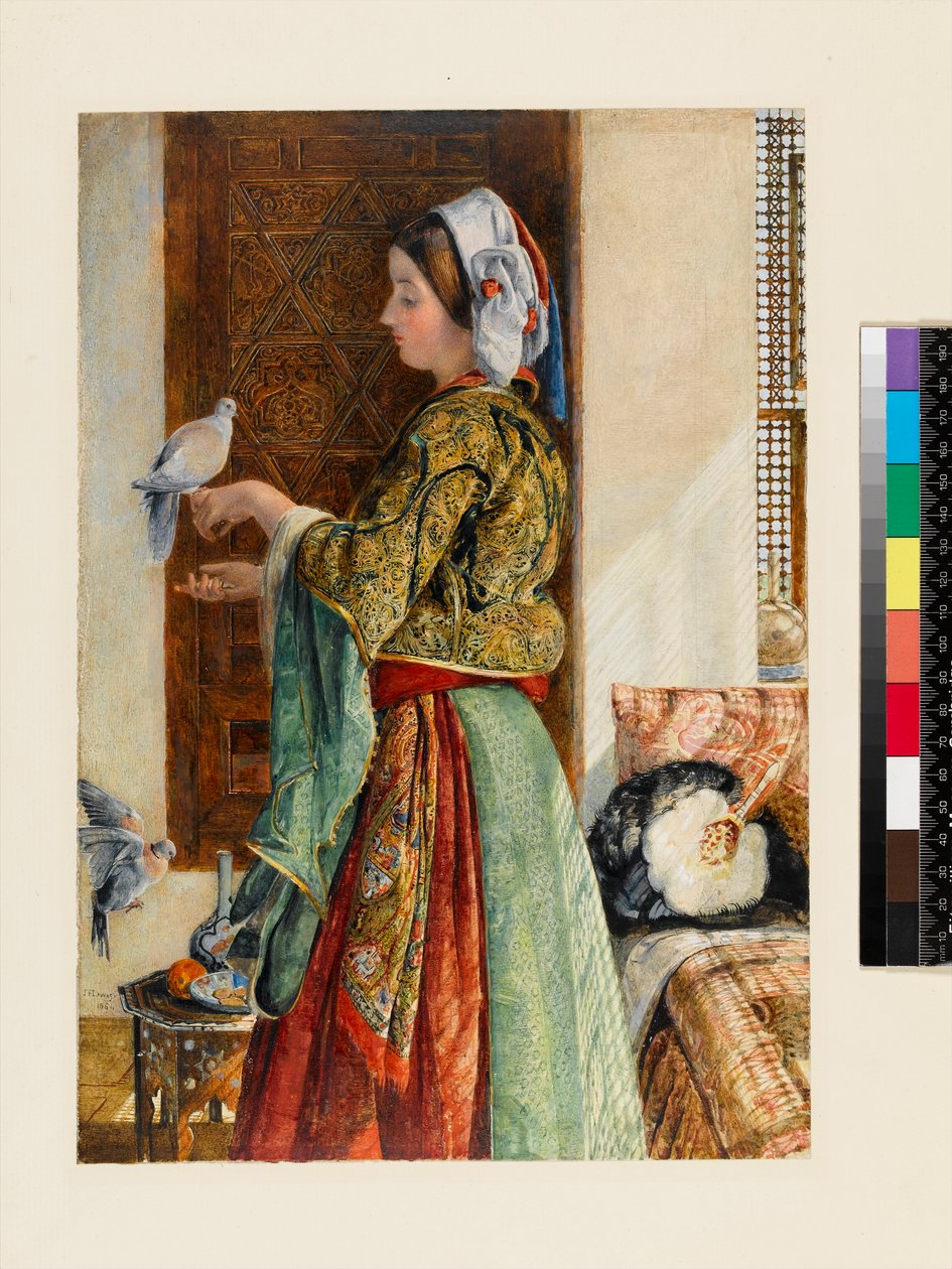 Girl with Two Caged Doves, Cairo, 1864 by John Frederick Lewis