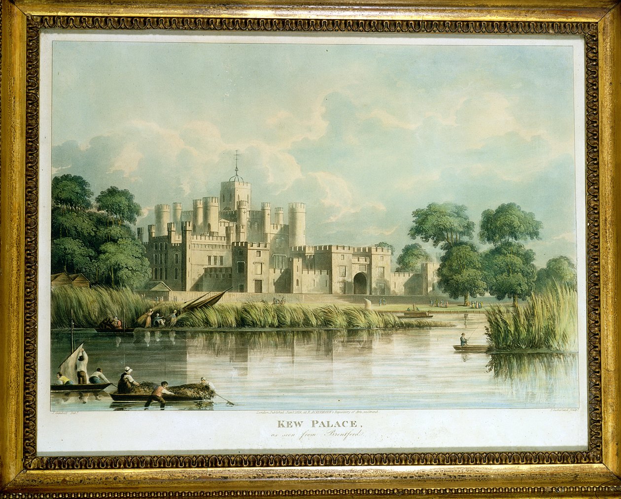 Kew Palace as seen from Brentford, engraved by Thomas Sutherland, published in 1819 by John Gendall