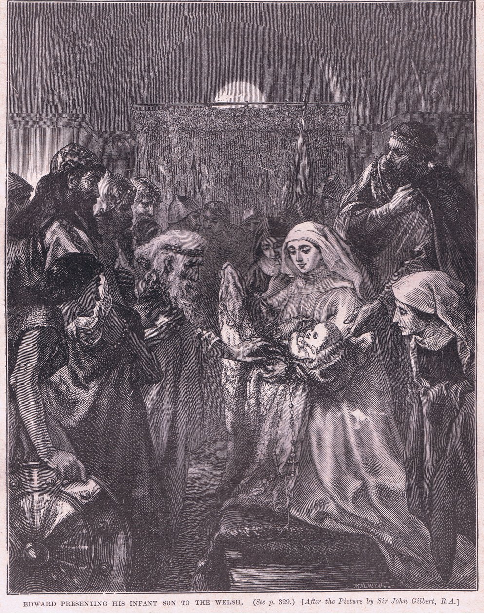 Edward presenting his infant son to the Welsh AD 1282 by John Gilbert