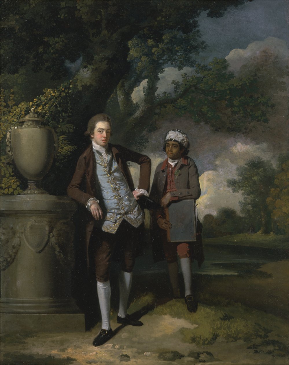 A Young Man with his Indian Servant Holding a Portfolio by John Hamilton Mortimer