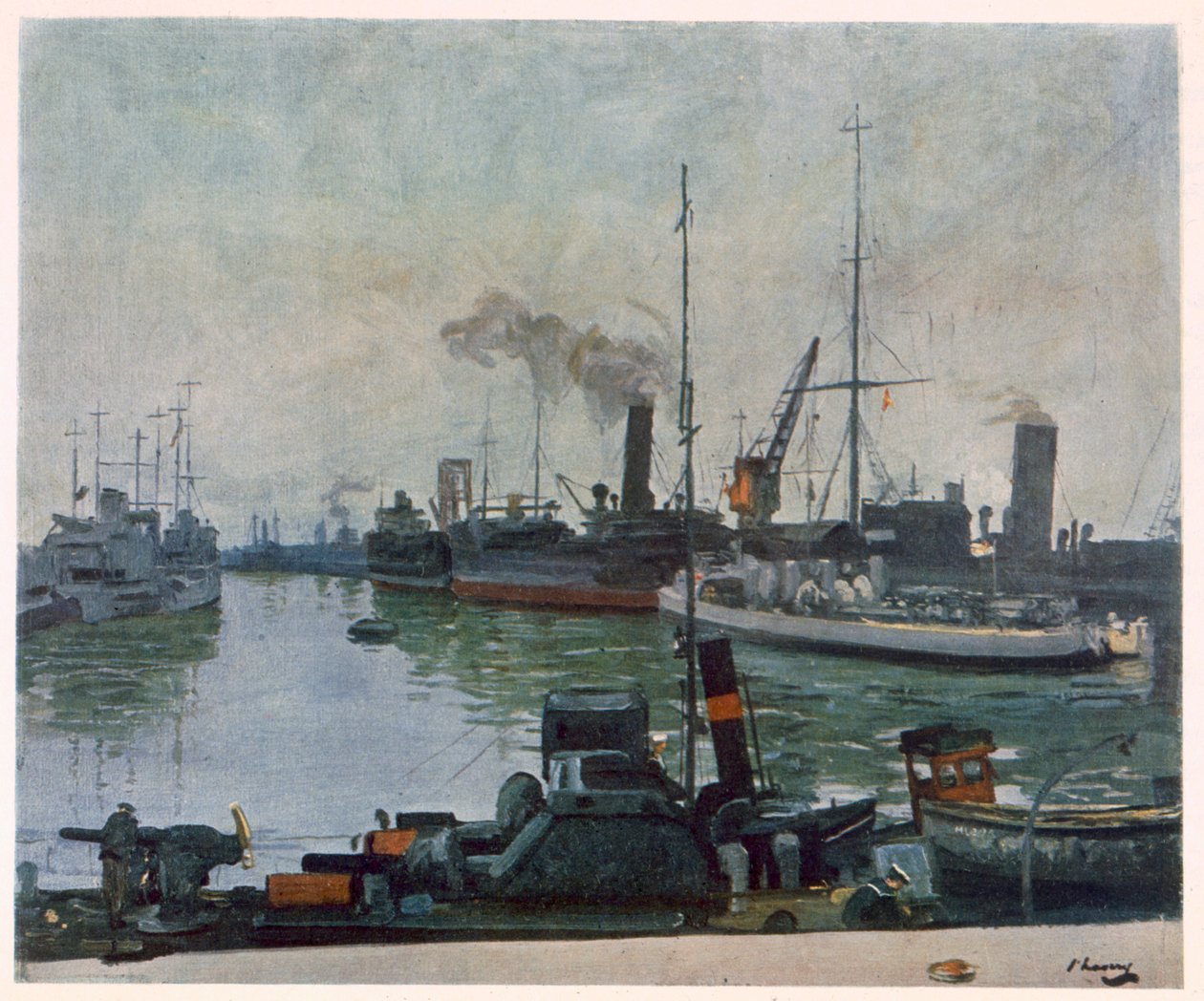 Patrol Boats, from British Artists at the Front, Continuation of The Western Front, 1918 by John Lavery