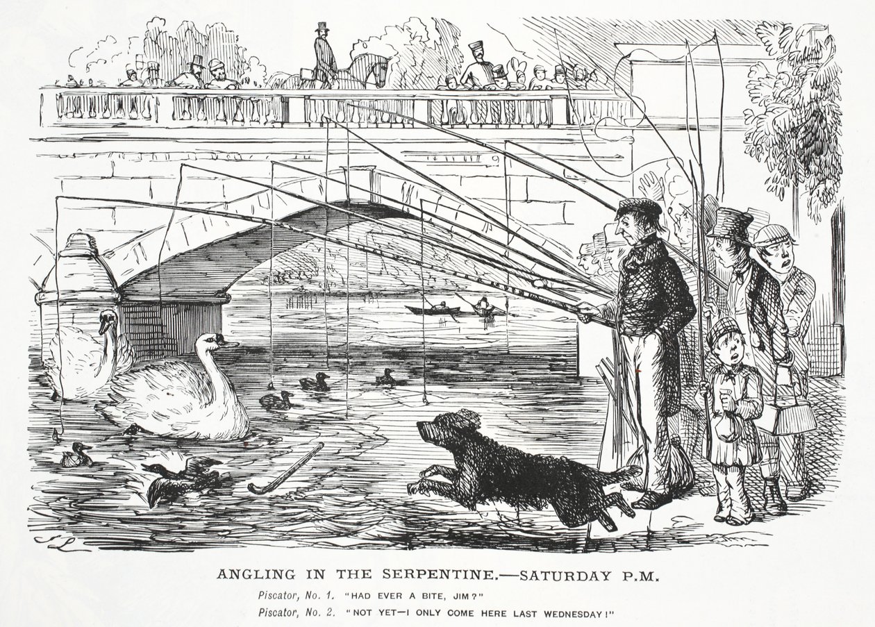 Angling in the Serpentine — Saturday, P.M. by John Leech