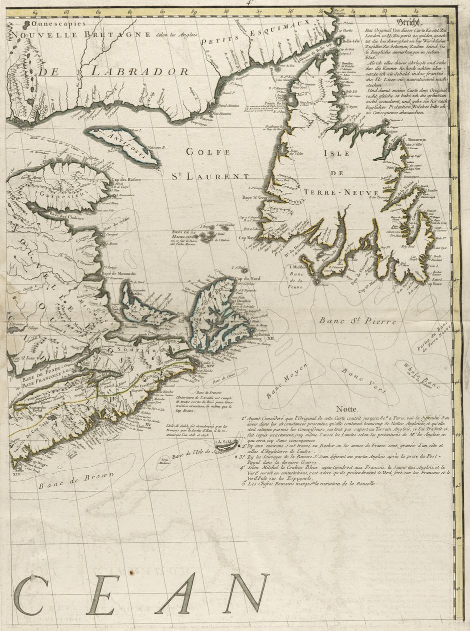 A Map of the British and French Dominions in America by John Mitchell