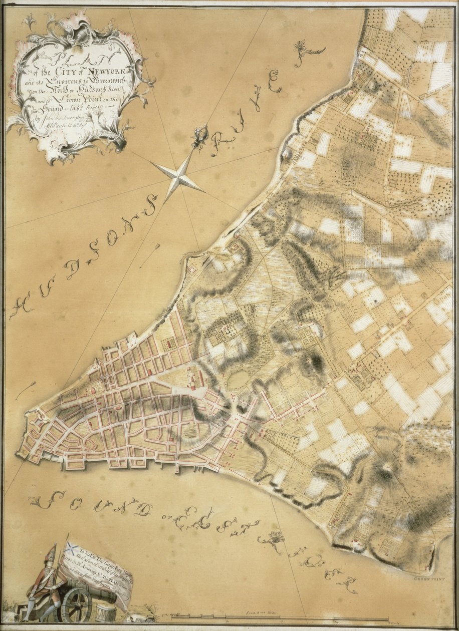 Early Survey of the City of New York and Its Environs to Greenwich, 1766 by John Montresor