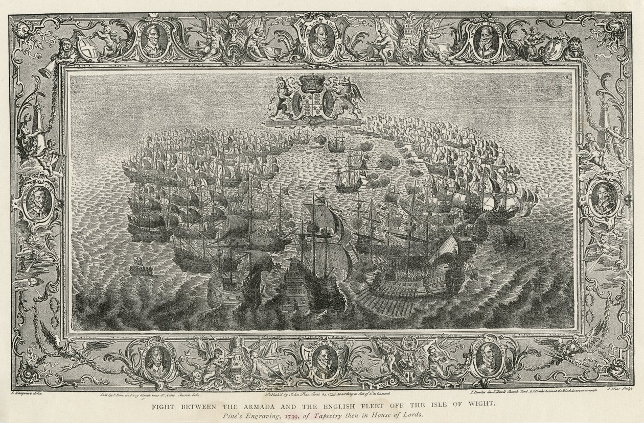 Fight Between the Armada and the English Fleet off the Isle of Wight by John Pine