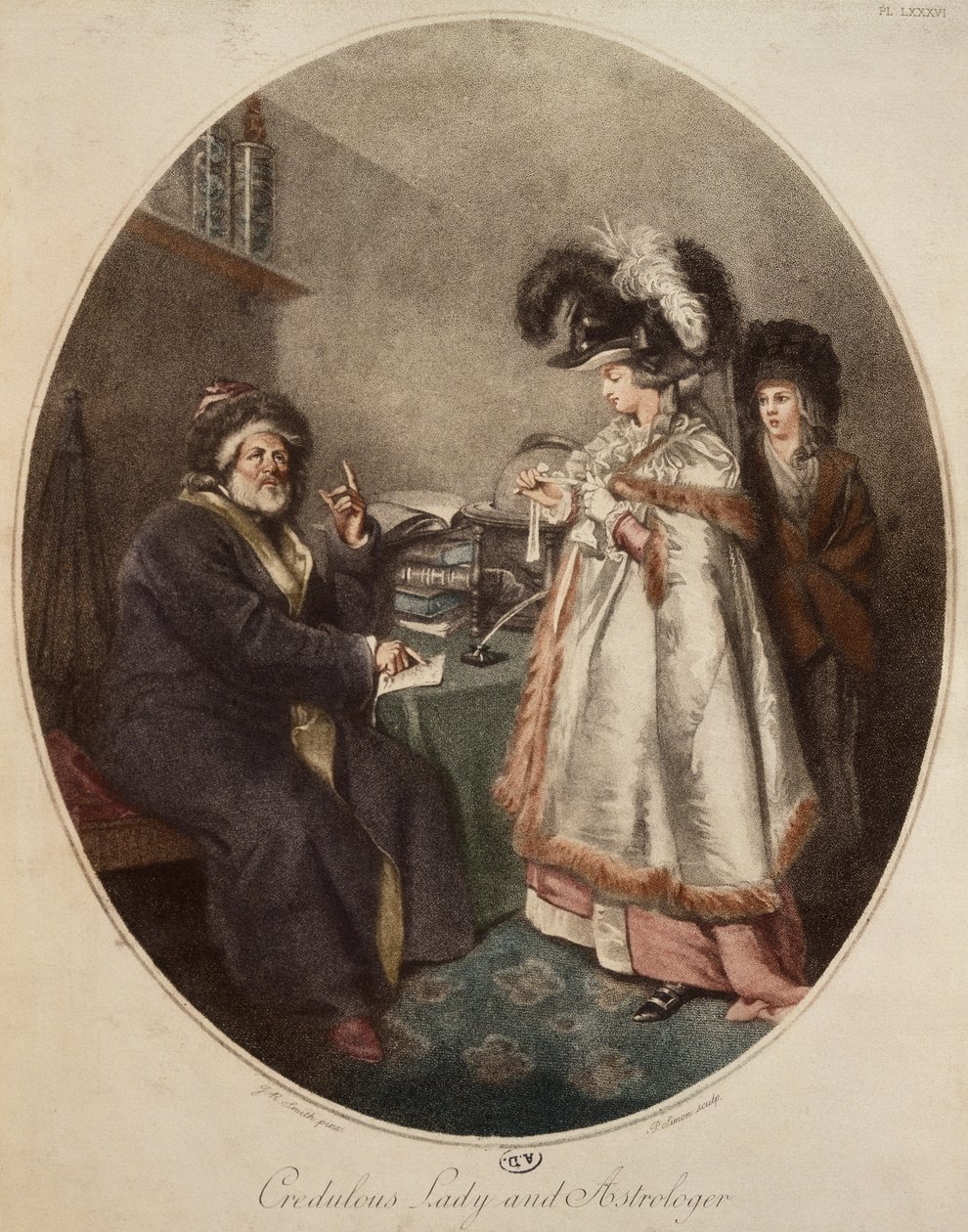 Credulous Lady and Astrologer (engraved by Pierre Simon)