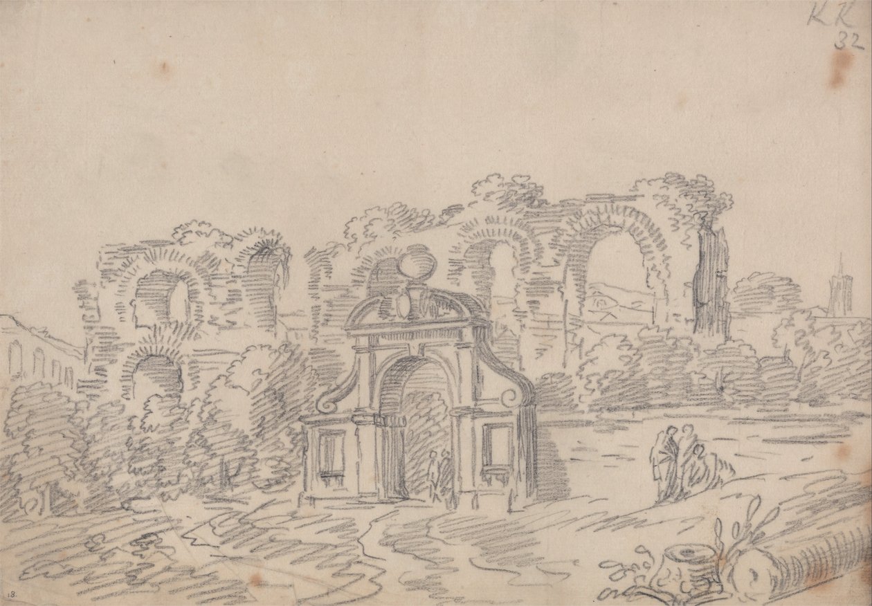 Baroque Arch and Roman Aqueduct Ruins by John Robert Cozens