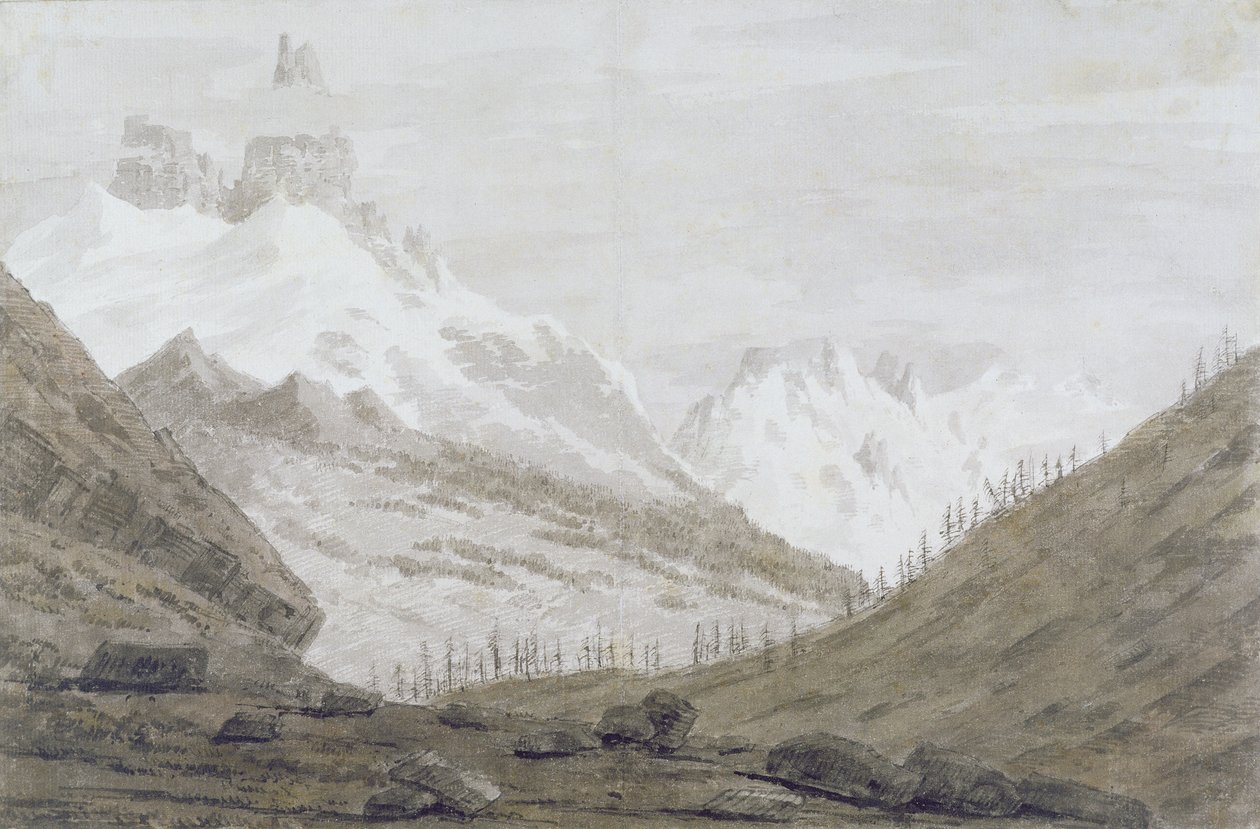 Between Chamonix and Martigny, 1776 by John Robert Cozens