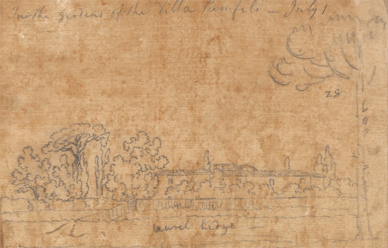 In the Gardens of the Villa Pamphili, July 1 by John Robert Cozens