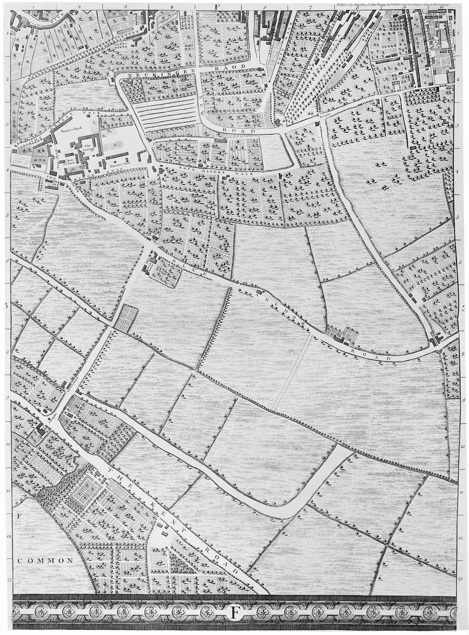 A Map of Bermondsey, London by John Rocque