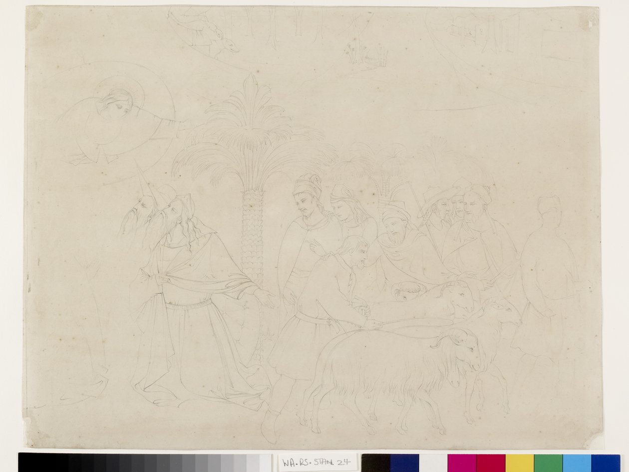 Pencil Outline of a Part of the Fresco of The Friends of Job in the Camposanto, Pisa by John Ruskin