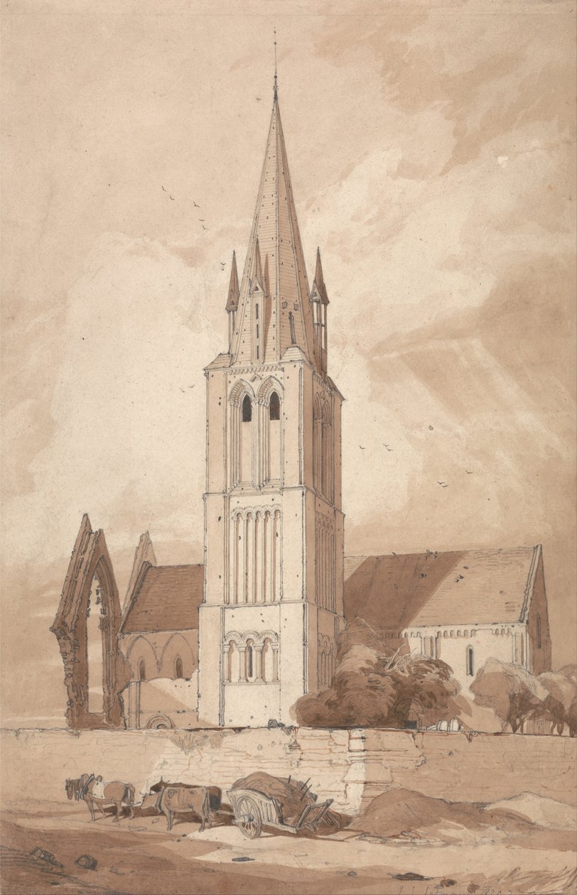 Douvres Church, Normandy by John Sell Cotman