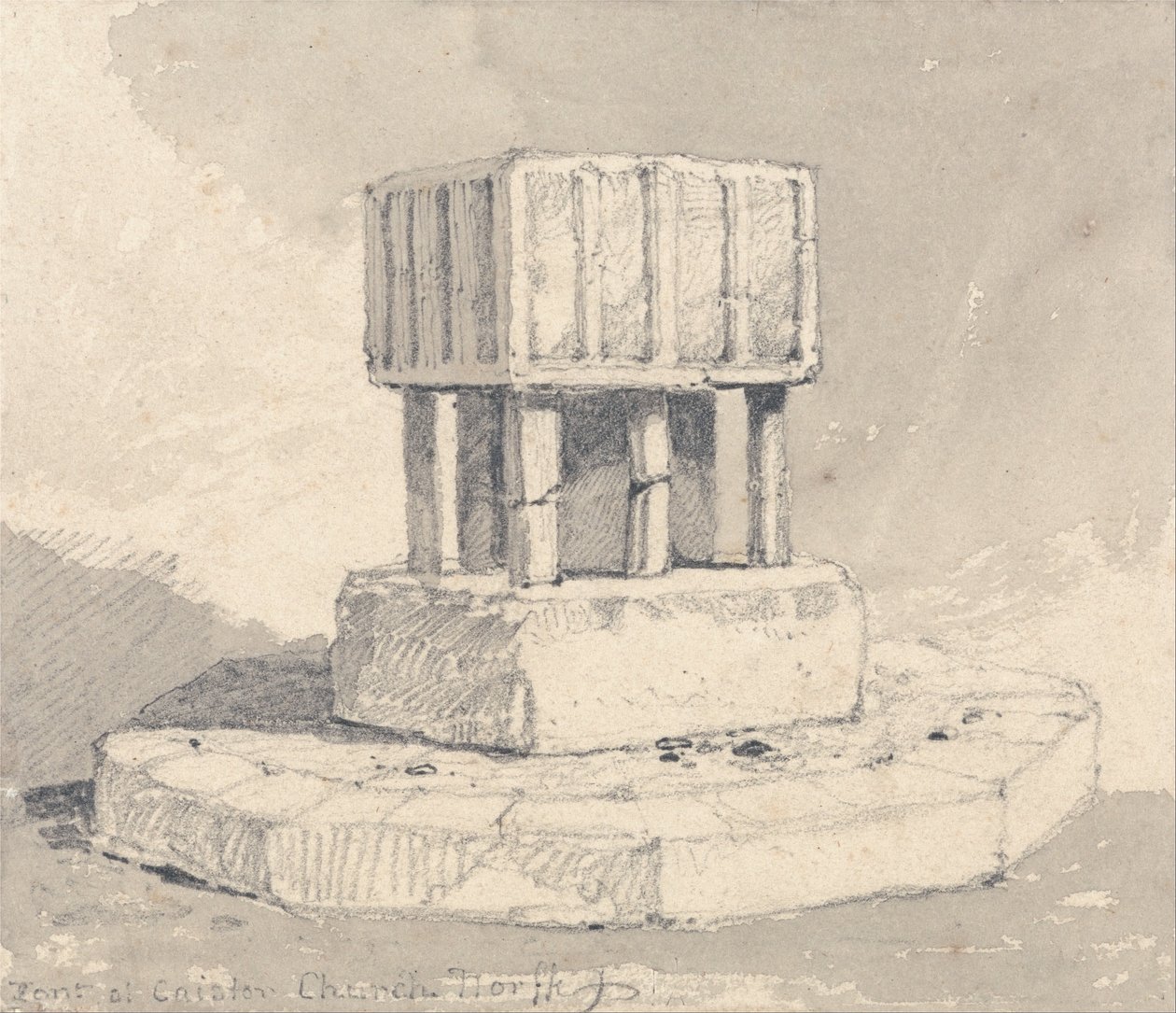 Font at Caister Church, Norfolk by John Sell Cotman