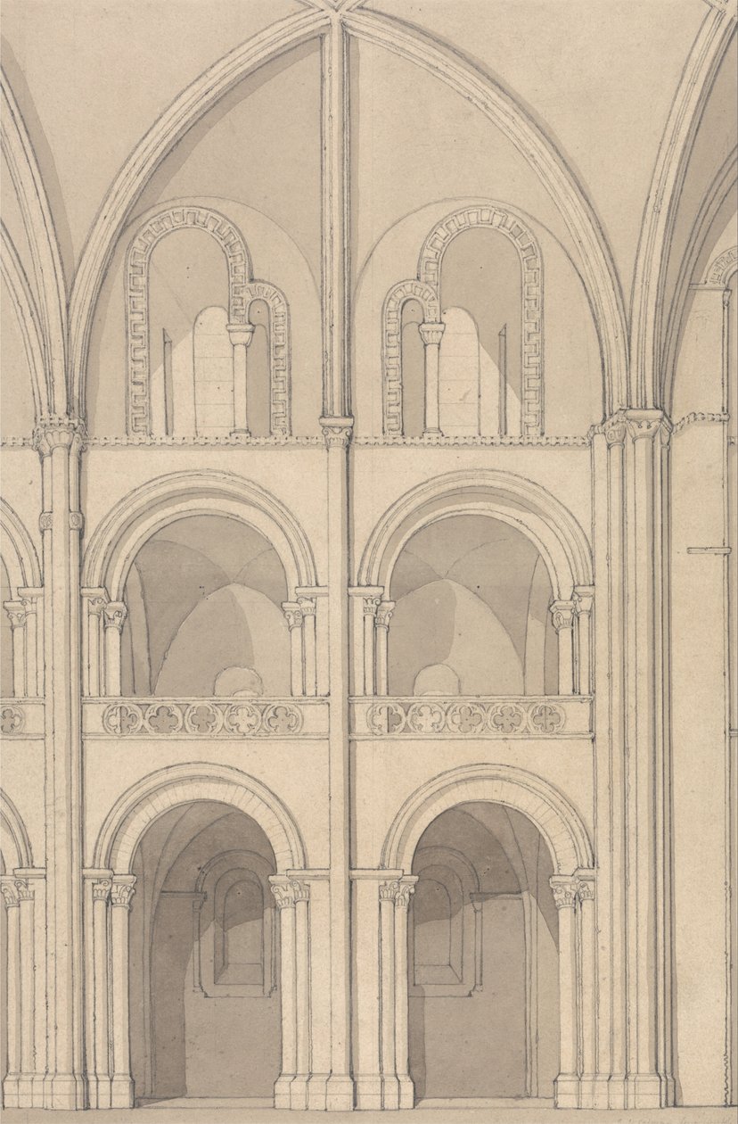 Perspective Elevation of Part of the Abbey Church of Saint Stephen at Caen, Normandy by John Sell Cotman