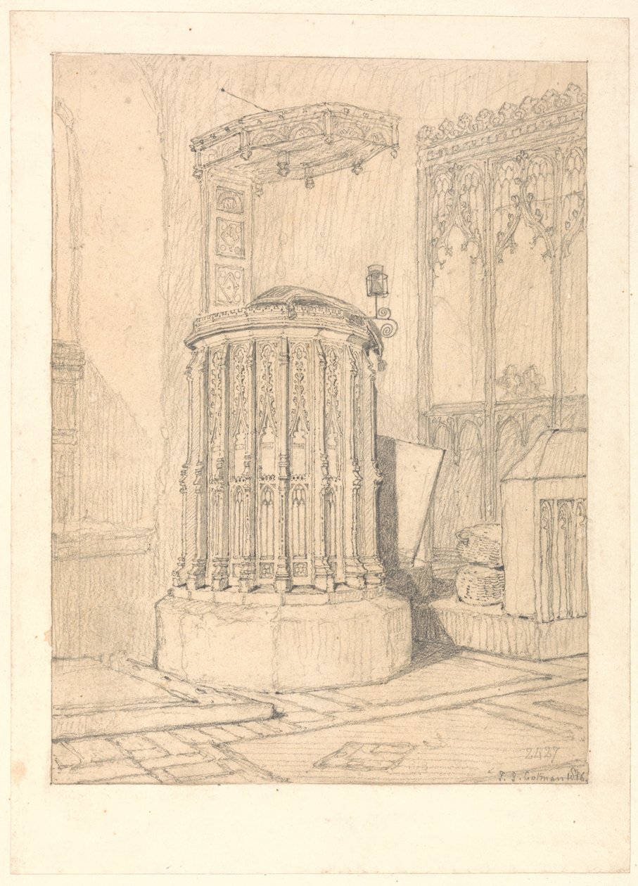 Pulpit in South Burlingham Church, Norfolk by John Sell Cotman