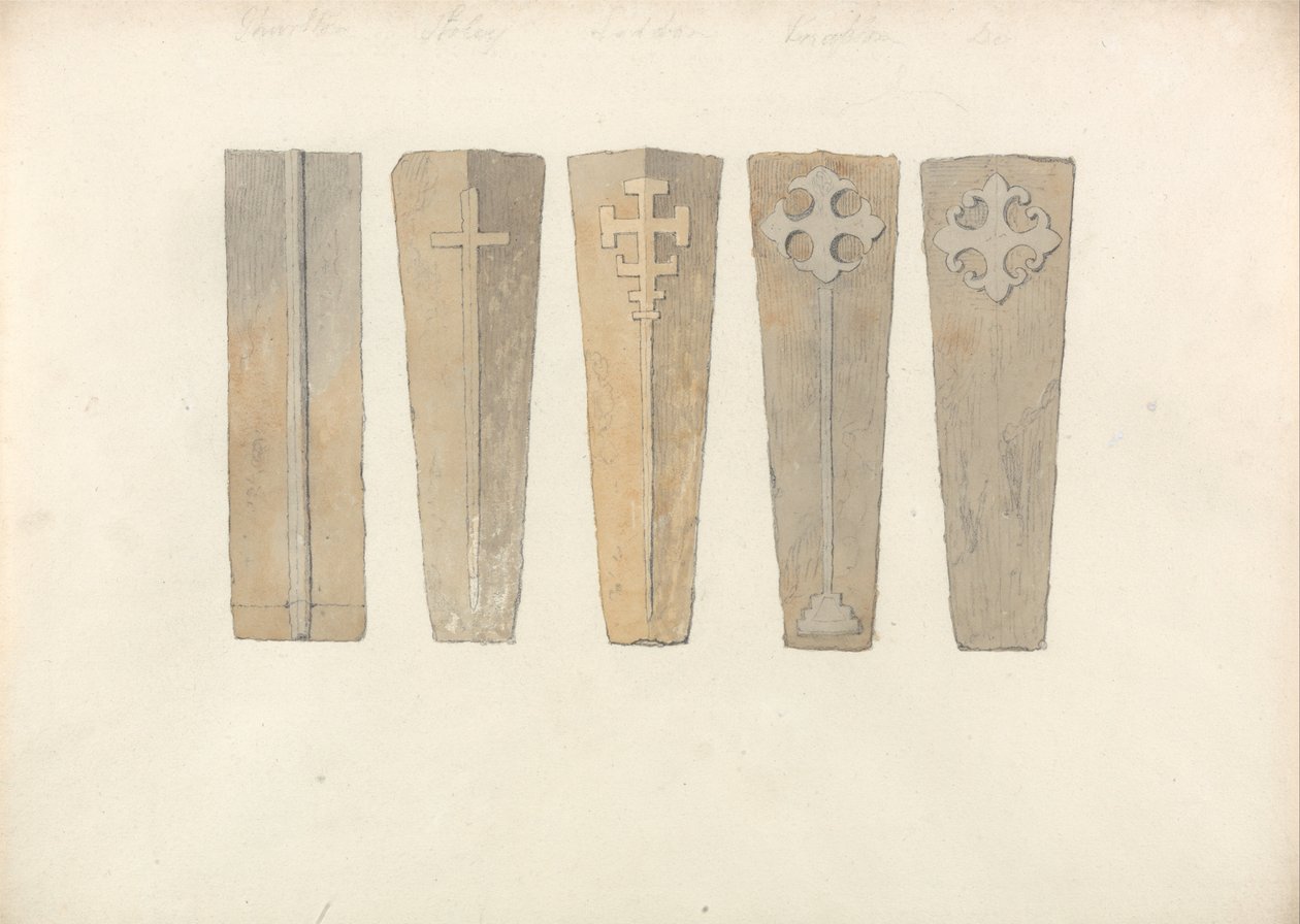 Studies of Five Coffin Lids from Norfolk Churches by John Sell Cotman