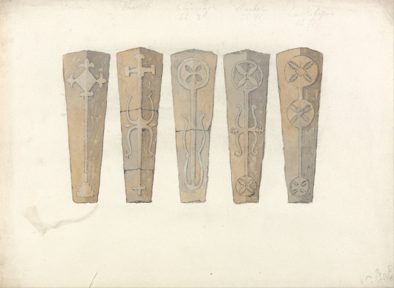 Studies of Five Coffin Lids from Norfolk Churches by John Sell Cotman