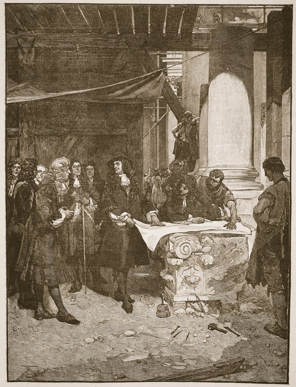 Charles II Visiting Wren During the Building of St. Paul