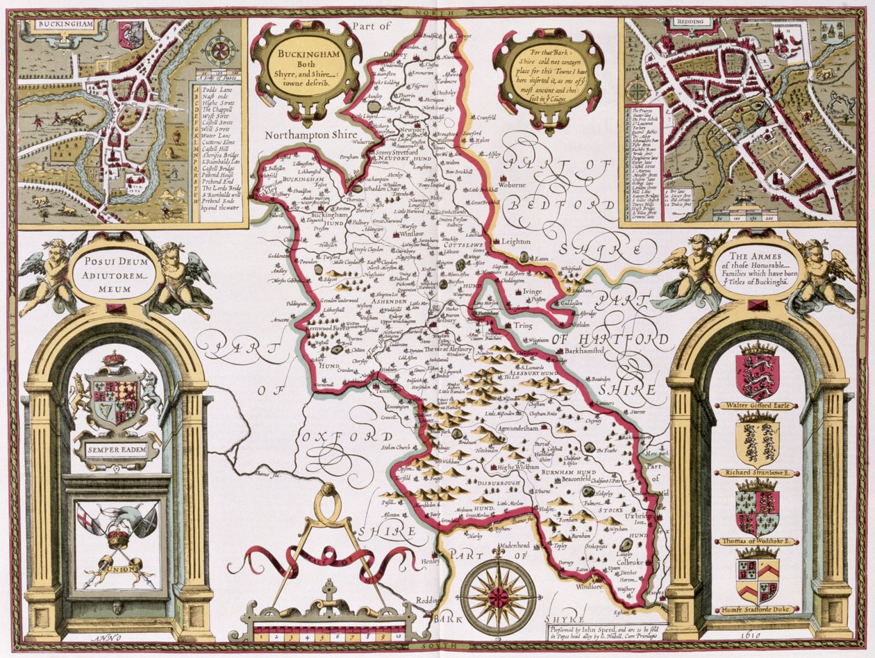 Buckinghamshire, engraved by Jodocus Hondius (1563-1612) from John Speed