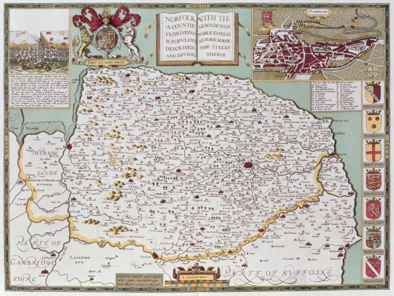 Norfolk, engraved by Jodocus Hondius from John Speed