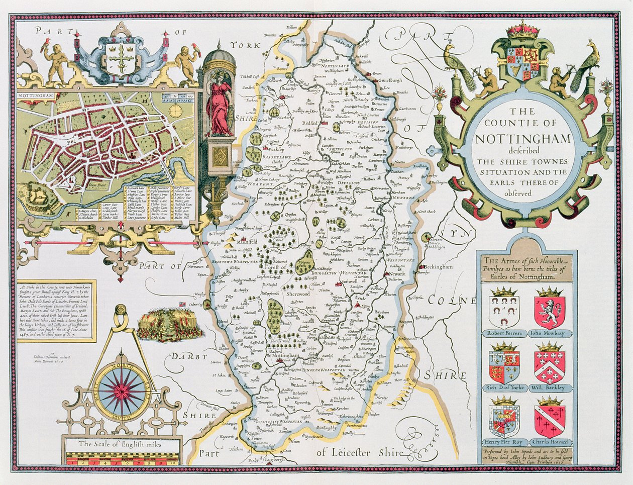 The Countie of Nottingham (engraved by Jodocus Hondius from John Speed