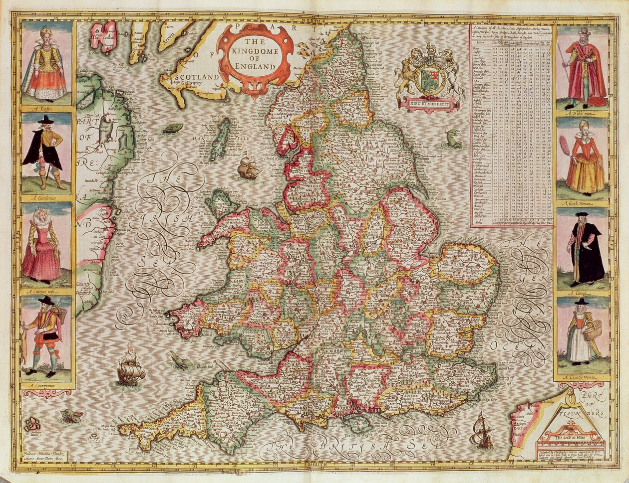 The Kingdom of England (engraved by Jodocus Hondius) by John Speed